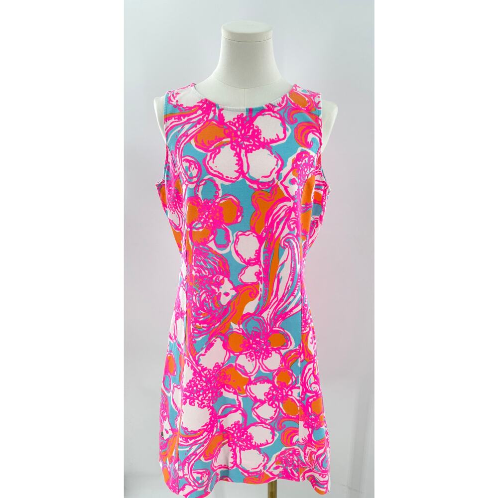 Lily Pulitzer Dress Feeling Tanked Groovy Floral Shift Cotton Sleeveless Large - Picture 2 of 10